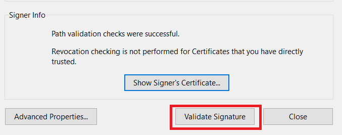 VALIDATE SIGNATURE 