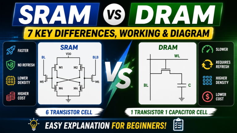 SRAM vs DRAM Explained: 5 Key Differences, Working, Diagram (Easy Guide)